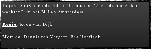 In juni 2008 speelde Job in de musical “Joe - de hemel kan wachten”, in het M-Lab Amsterdam.

Regie: Koen van Dijk

Met: oa. Dennis ten Vergert, Bas Hoeflaak.
